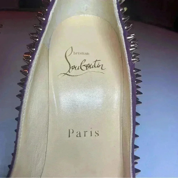CHRISTIAN LOUBOUTIN Suede Velour Studded Spike Pumps 36 6 100 High Heels Merlot - Picture 9 of 12